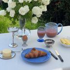 Vintage Blue Bubble Midcentury Jug & Glass Set thumbnail 3