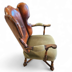 Rare Leather And Oak Wing Chair Designed By Theo Ruth For Artifort / F 297 From 1949 thumbnail 10