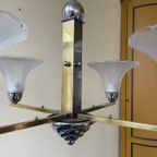 Lamp Art Deco 1930 Modernistisch 4 Arms Matglazen Schalen thumbnail 8