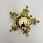 Hollywood Regency Gold Leaf Flower Light , 1970S thumbnail 2