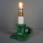 Vintage Groene Keramieken Franse Lamp Met Gouden Accenten thumbnail 2