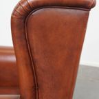 In Goede Staat Verkerende Luxe Oorfauteuil In Engelse Stijl Gemaakt Van Rundleer thumbnail 3
