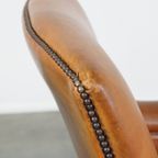 Karakteristieke En Comfortabele Cognac-kleurige Schapenleren Armchair Met Rechte Vormen thumbnail 2