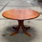 Vintage Scandinavische Salontafel, Rond, Teak thumbnail 4