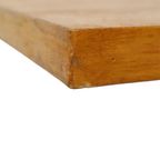 Vintage Salontafel Bijzettafel Houten Blad Chroom Wielen 90Cm thumbnail 2