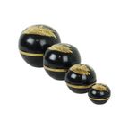 Indonesische Nesting Bowls Zwart Gelakt Hout Juwelen Set Van 4 thumbnail 6
