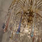 Murano Opaline Teardrop Hanglamp Kroonluchter Vintage Kristal thumbnail 3