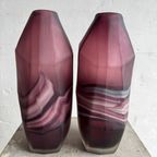 Amethyst And White Swirl Glass Vase Set thumbnail 3