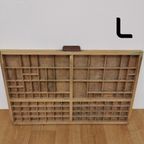 Brocante, Bruine Antieke Houten Letterbak, Wanddecoratie L thumbnail 9