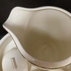 Compleet Lampetstel, Maastrichts Aardewerk, Creme Met Gouden Biezen thumbnail 3