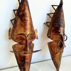 Set Antiek West Afrika Etnische Altaar Maskers thumbnail 16