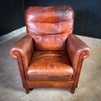 Vintage Schaapsleren Fauteuil Met Hoge Rug thumbnail 3