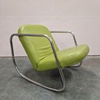 90'S Vintage Fauteuil Groene Buizenframe Stoel Schommelstoel thumbnail 2