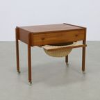 Sewing Table/Side Table With Rattan Basket, 1960S thumbnail 3