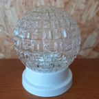 Vintage Plafoniere, Plafond Lamp Van Helder Reliëf Glas thumbnail 2