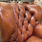 Engelse Bendic Xl Chesterfield Lounge Fauteuil In Cognac Leer thumbnail 4