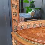 Console Tafel Met Marmeren Blad En Hoge Halspiegel thumbnail 9