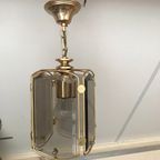 Vintage Midden Maat Hang Lamp Met Geslepen Rook Glas Plaatjes thumbnail 3