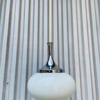 Vintage Druppel Lamp. Jaren 60 Hanglamp Chroom Melkglas. Leuchten. thumbnail 6