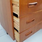 Vintage Deense Teakhouten Secretaire | Wandkast | Ladenkast thumbnail 2