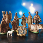 Grote Vintage Kerststal Figuren 10 Stuks Made In Italy thumbnail 4