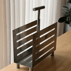 Vintage Brushed Stainless Steel Magazine Rack thumbnail 2