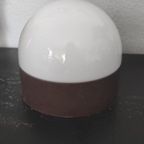 Vintage Plafondlamp Witte Glazen Bol Bruine Rand thumbnail 4