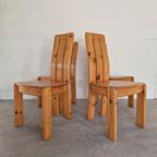 Vintage Brutalist Chapo Stijl Grenen Eetkamer Stoelen thumbnail 3