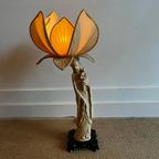 Quanyin Chinese Lamp Met Lotus Kap Vintage thumbnail 7