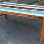 Gerecycled Robuust Rustieke Houten Eettafel, 200 X 95 Cm thumbnail 14