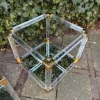 Hollywood Regency Bijzettafels Plexiglas, Glas, Messing 80S thumbnail 3