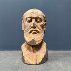Uit Hout Gesneden Hoofd Of Buste Van Een Man Met Baard thumbnail 2
