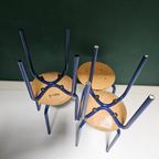 5 Leuke Vintage Retro Houten Schoolkrukjes Hout Blauw thumbnail 9