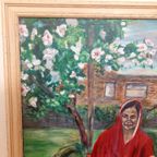Origineel Acrylschilderij Indische Vrouw. thumbnail 6