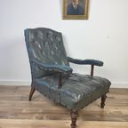 Antieke Leren Bibliotheek Stoel 1860S thumbnail 2