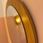 1960s Round Wall Mirror With Teak Frame thumbnail 3