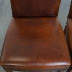 Set Van 6 Comfortabele, Statige Eetkamerstoelen Van Schapenleer thumbnail 7