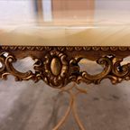 Vintage Onyx Coffee Table / Stenen Salontafel Met 'Goud' thumbnail 14