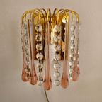 Murano Teardrop Wandlamp Wandlampje Messing Vintage Roze thumbnail 3