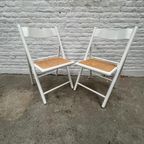 2x Vintage Klapstoel Wit Met Naturel Webbing Zitting thumbnail 4