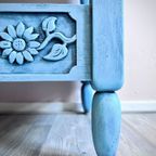Blauw Ladekastje Met Bloemen, 84 Cm Hoog thumbnail 4