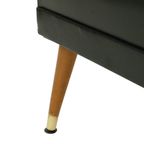 Vintage Zwarte Poef Conische Pootjes Chesterfield Stijl Skai thumbnail 7