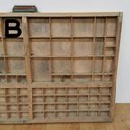 Brocante, Bruine Antieke Houten Letterbak, Wanddecoratie B thumbnail 9