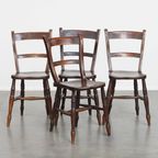 Tijdloze Stijlvolle Set Van 4 Antieke Engelse Oxford Eetkamer/ Keuken Stoelen thumbnail 2
