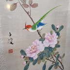 Vintage Chinees Schilderij Op Zijde Vogel thumbnail 8