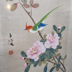 Vintage Chinees Schilderij Op Zijde Vogel thumbnail 7