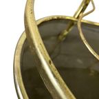 Vintage Gouden Barcart / Bijzettafeltje Met Fumé Glas thumbnail 8