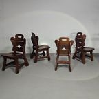 4 X Brutalist Oak Dining Chairs / 60's thumbnail 22