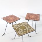3 Vintage Plantentafels Tegel Tafeltje Jaren 70 thumbnail 2