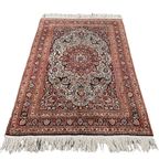 Handgeknoopt Perzisch Kashmir Vloerkleed Wol & Zijde 122X176Cm - Vintage Tapijt - Oranje Wit Zwart thumbnail 2